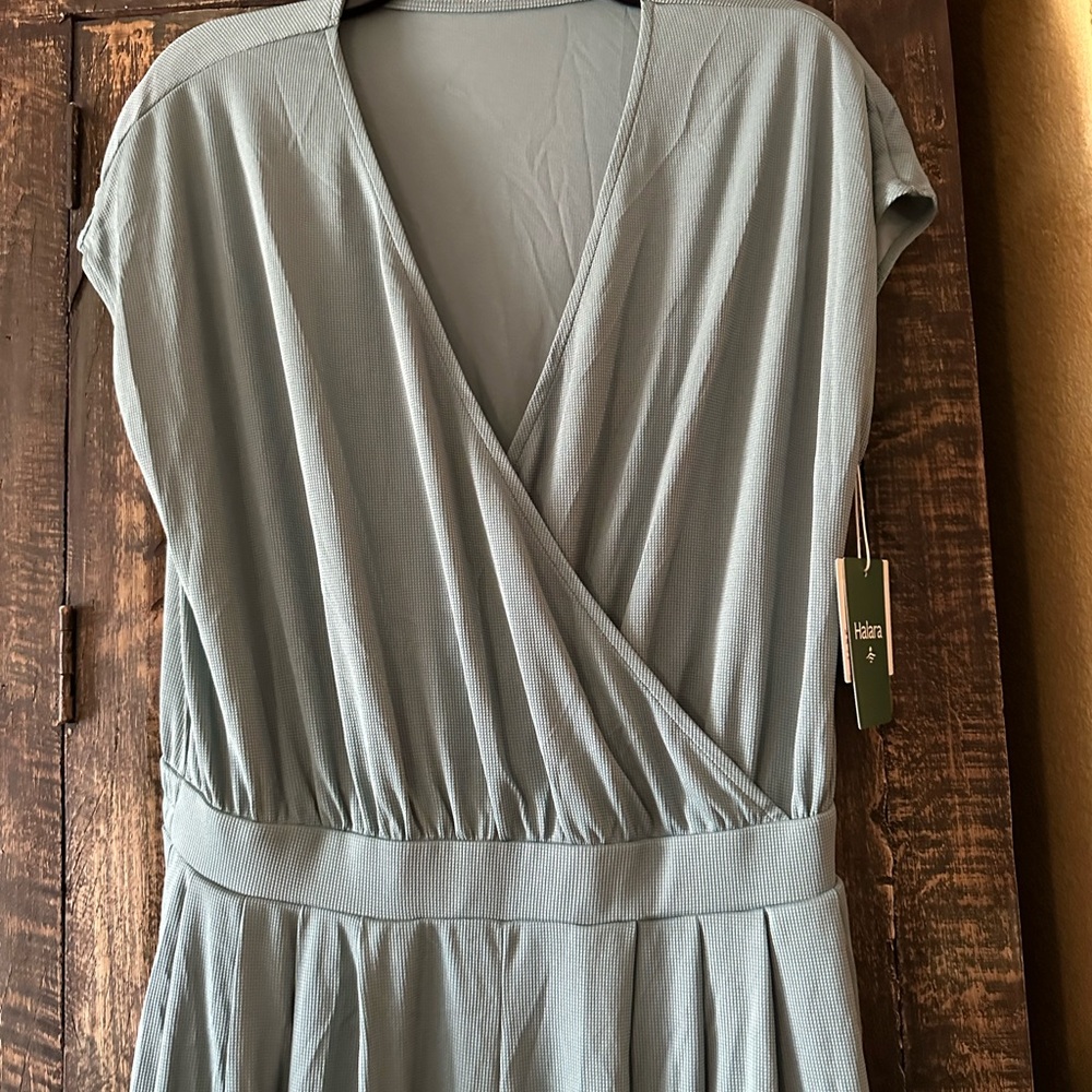 V Neck Short Sleeve Side Pocket Wide Leg Flowy Waffle Casual Jumpsuit Canton L - Picture 12 of 12